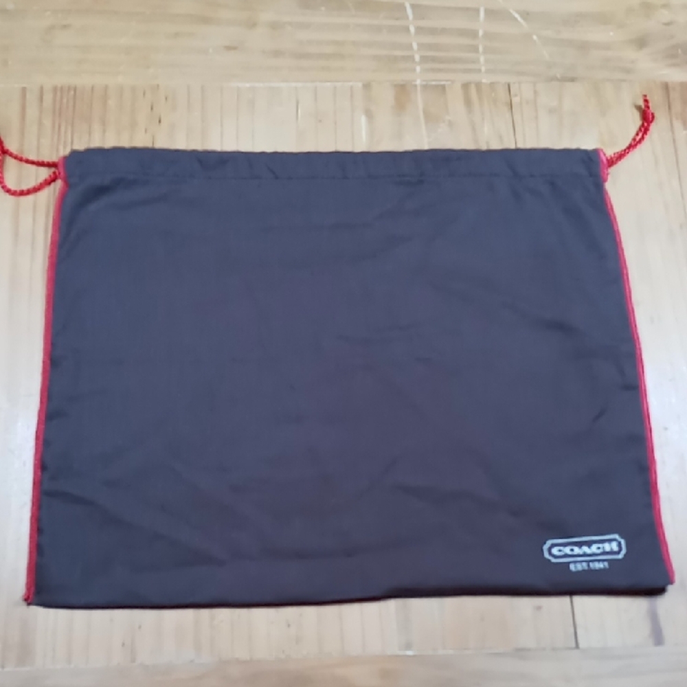 Coach Brown/Red Drawstring Cotton Dust Bag 16"x13"